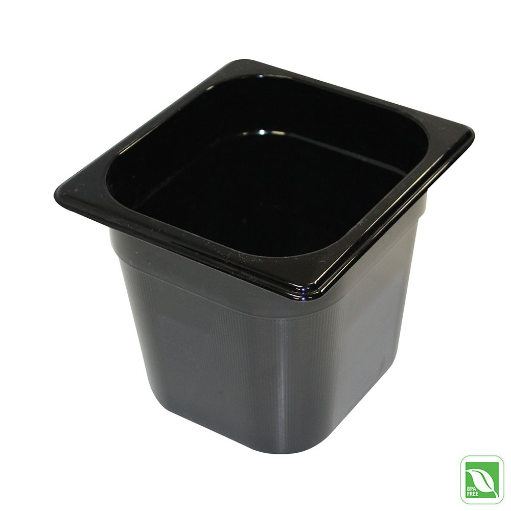 Rubbermaid Black 1/6 Size Hot Food Pan, 6" H