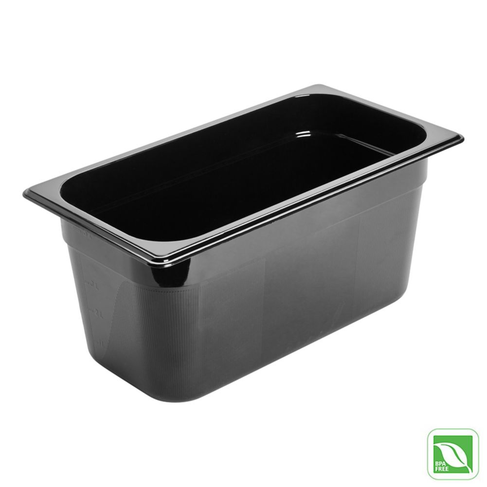 Rubbermaid Black 1/3 Size Hot Food Pan, 6" H