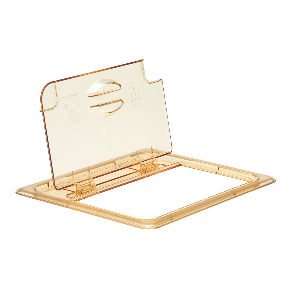 Cambro Amber Half Size Notched H-Pan&trade; FlipLid&reg;