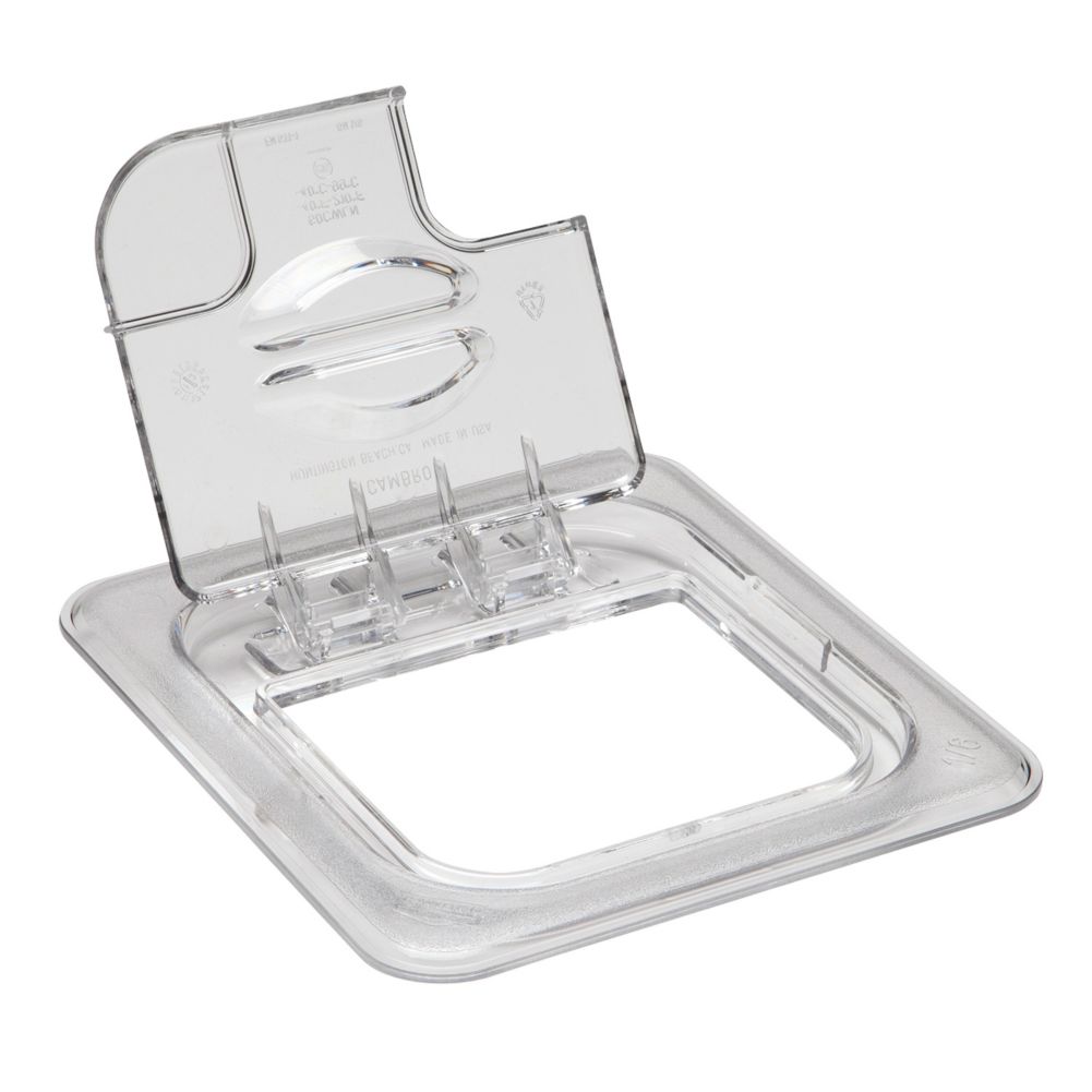 Cambro Clear Camwear&reg; 1/6 Size Notched Food Pan FlipLid&reg;