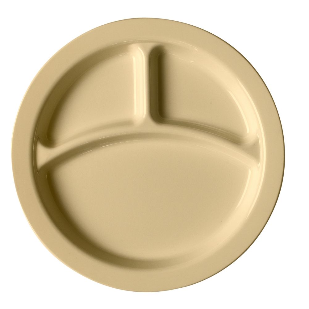 Cambro Camwear&reg; 3 Compartment Plate, Beige, 9"