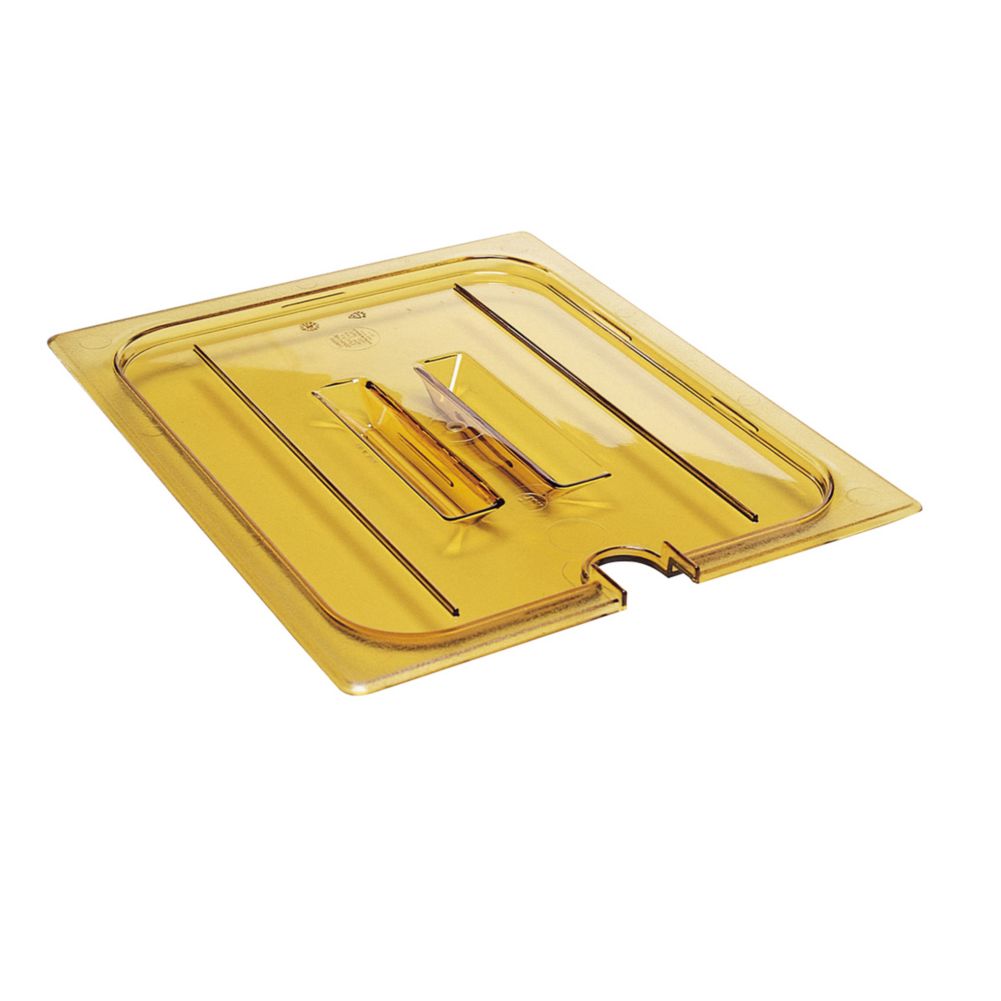 Cambro Amber Half Size Notched H-Pan&trade; Cover w/ Handle