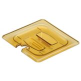 Cambro Amber 1/6 Size Notched H-Pan&trade; Cover w/ Handle