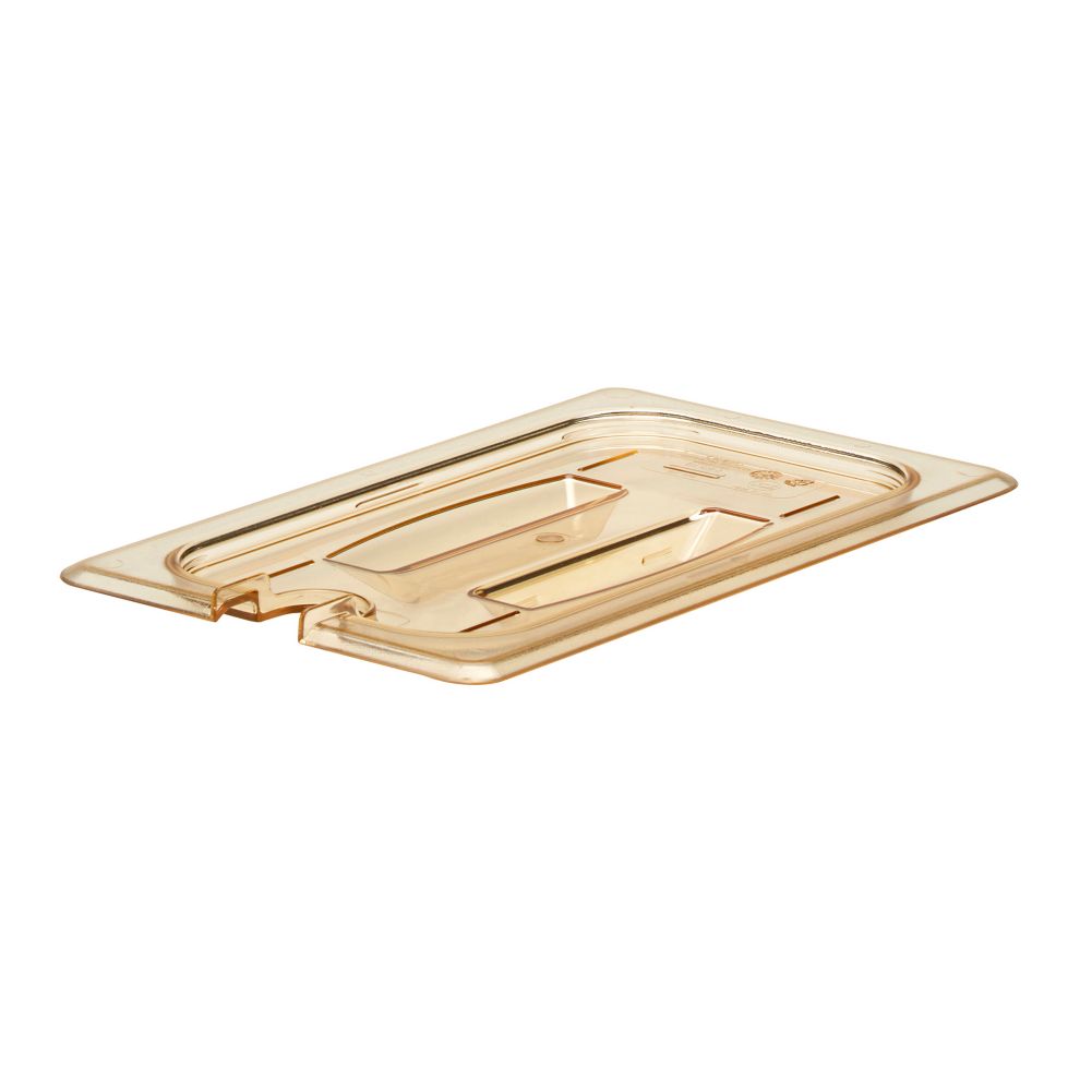 Cambro Amber 1/4 Size Notched H-Pan&trade; Cover w/ Handle