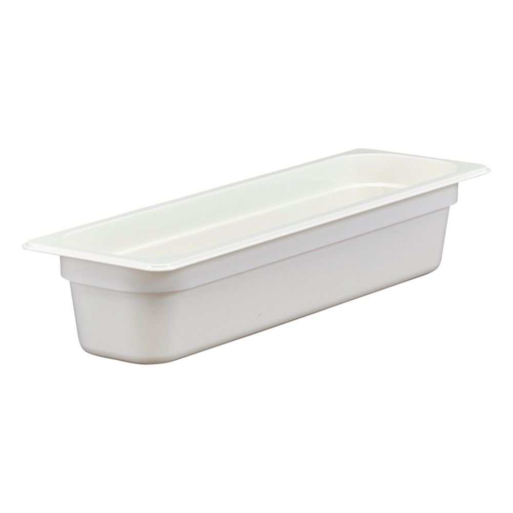 Cambro White Camwear&reg; Long Half Size Food Pan, 4" H