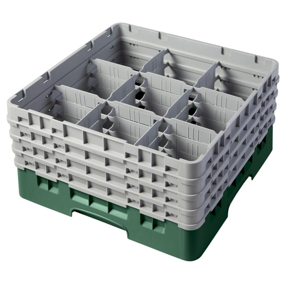 Cambro Camrack&reg; Full Size 9 Compartment Glass Rack, Green