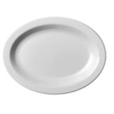 Cambro Narrow Rim Oval Camwear&reg; Platter, White, 12"