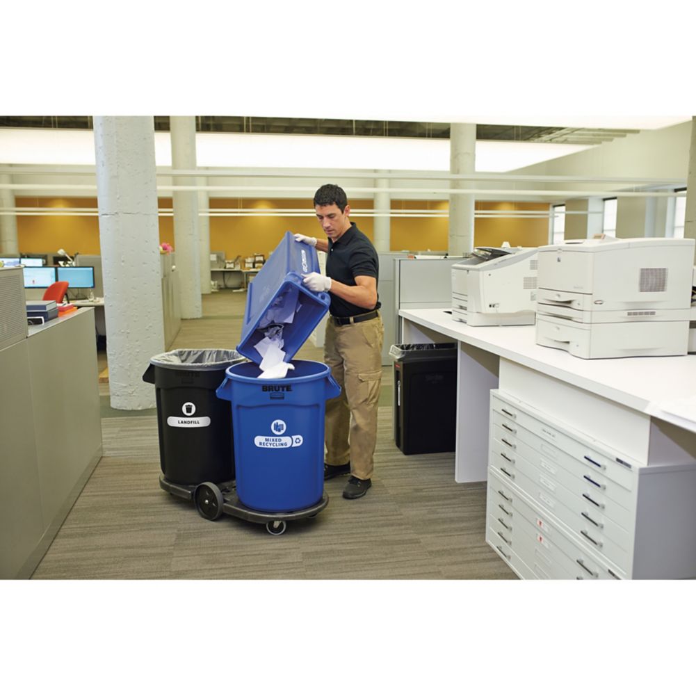 Rubbermaid BRUTE Black Hinged Tandem Dolly for 20-55 Gal Containers