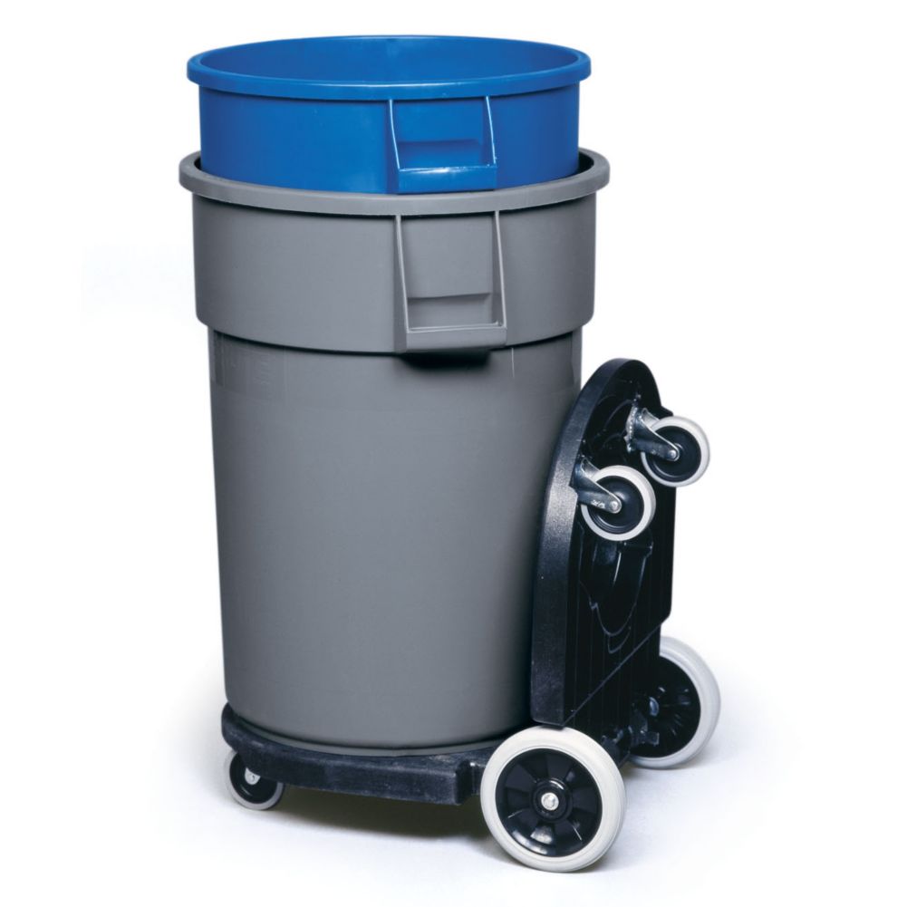 Rubbermaid BRUTE Black Hinged Tandem Dolly for 20-55 Gal Containers