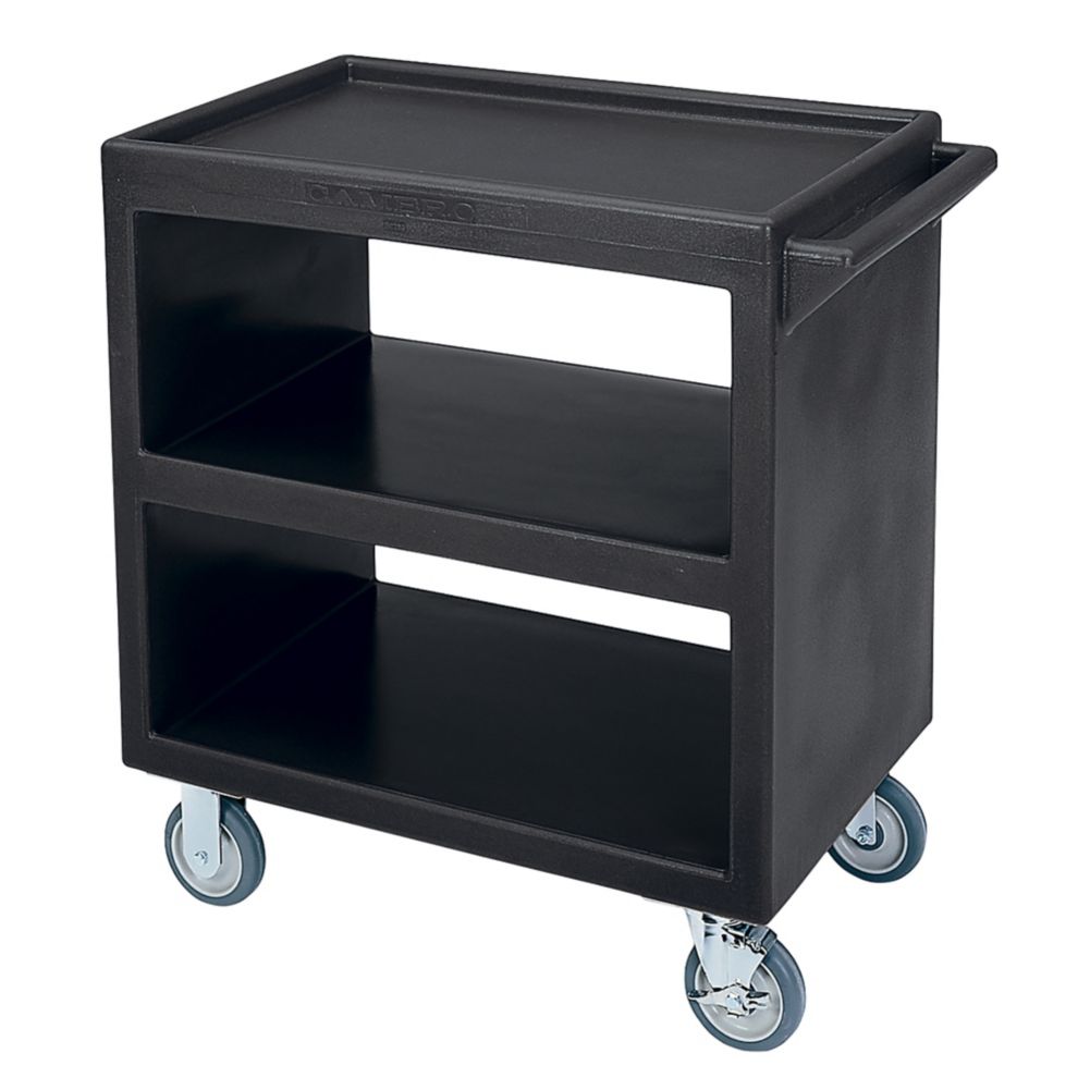 Cambro Black Open Side 3-Shelf Service Cart w/ 5" Casters