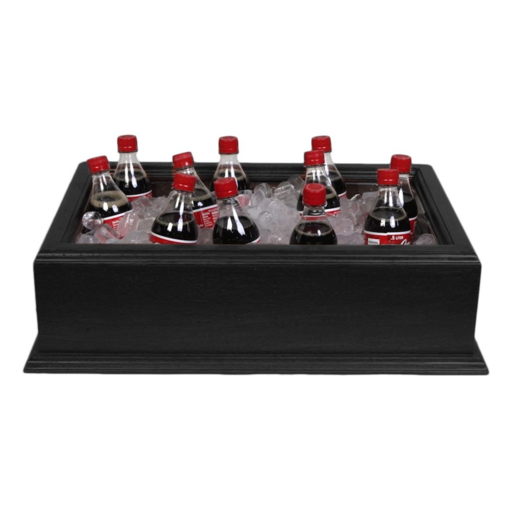 Classic Hotel Woodwork Black Cold Beverage Display, 20 x 12"