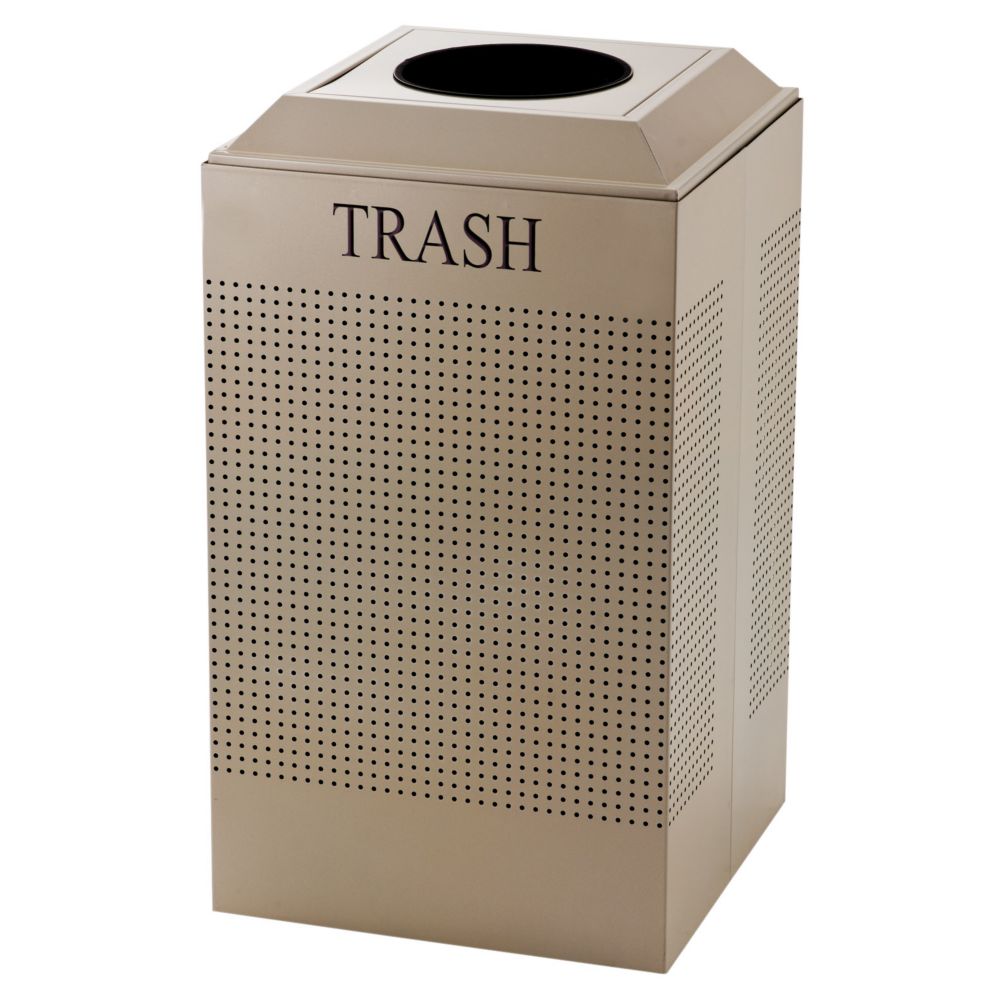 Rubbermaid Square Desert Pearl 29 Gal Recycling Container for Trash