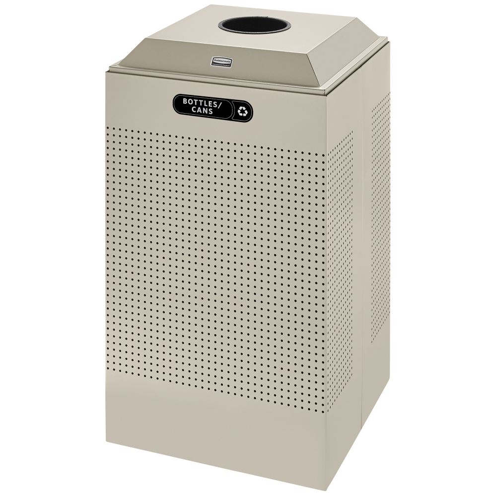 Rubbermaid Square Desert Pearl 29 Gal Recycling Container for Cans