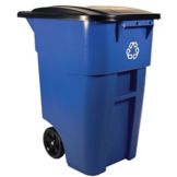 Rubbermaid BRUTE&reg; Blue 50 Gal Rollout Recycling Container w/ Lid