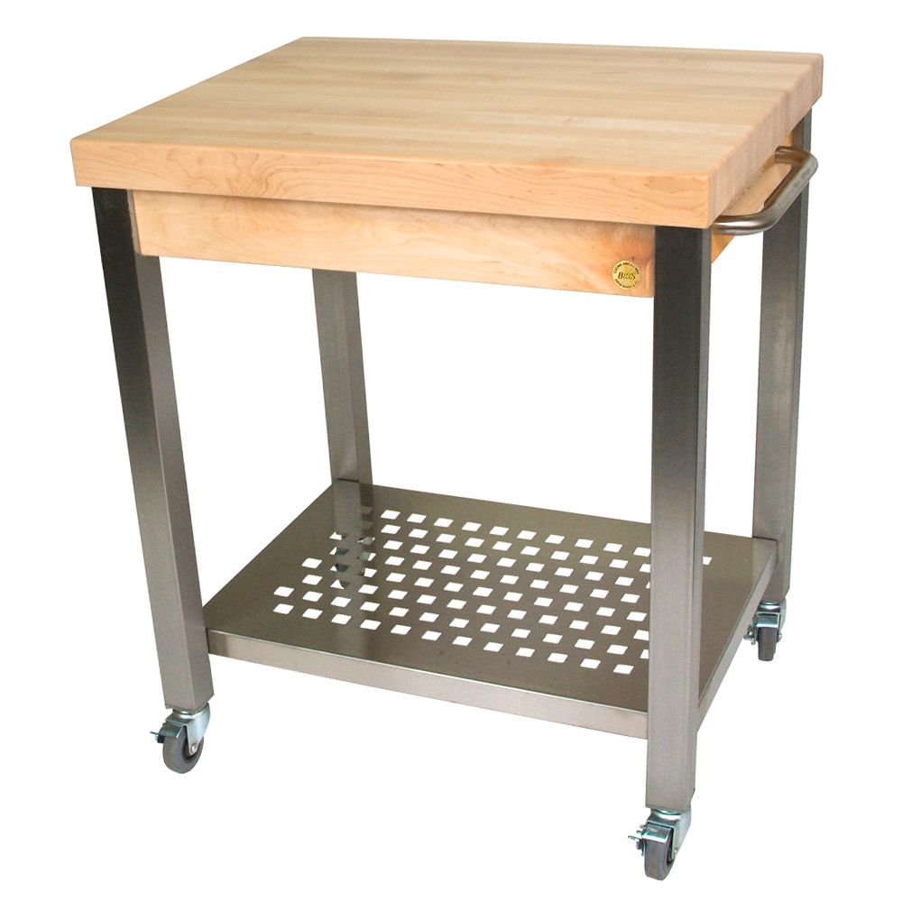 John Boos 30" x 24" x 2-1/4" Hard Maple Top With Cart