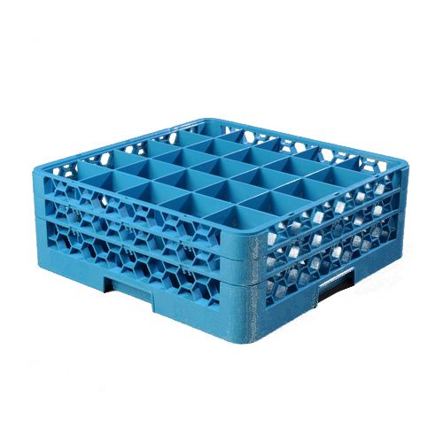 Carlisle&reg; OptiClean 25 Compartment Glass Rack w/ 2 Extenders, Blue