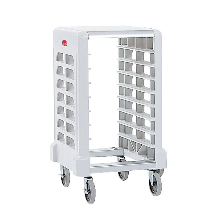 Rubbermaid Max System White 8-Slot End Load Prep Cart w/ Cutting Board