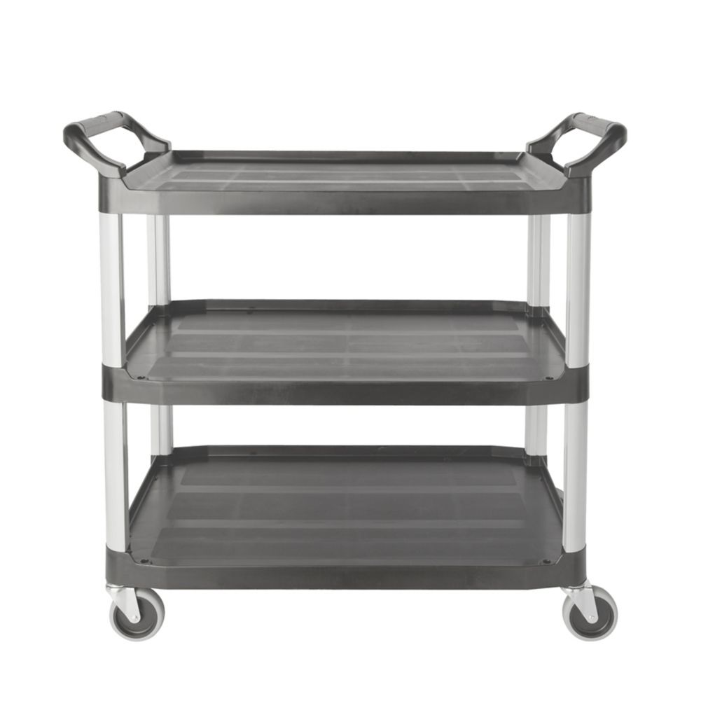 Rubbermaid Xtra&trade; Gray Open Sided 3-Shelf Utility Cart, 41 x 20