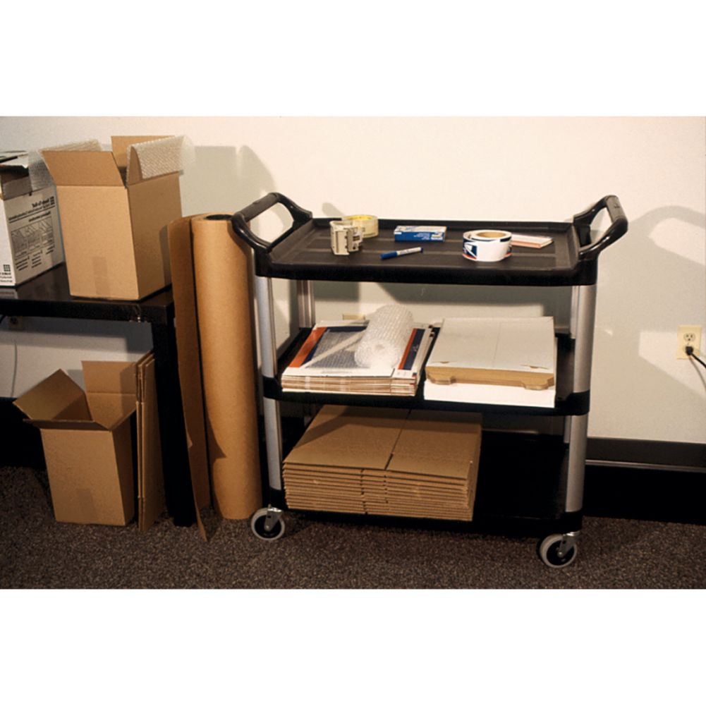 Rubbermaid Xtra&trade; Black Open Sided 3-Shelf Utility Cart