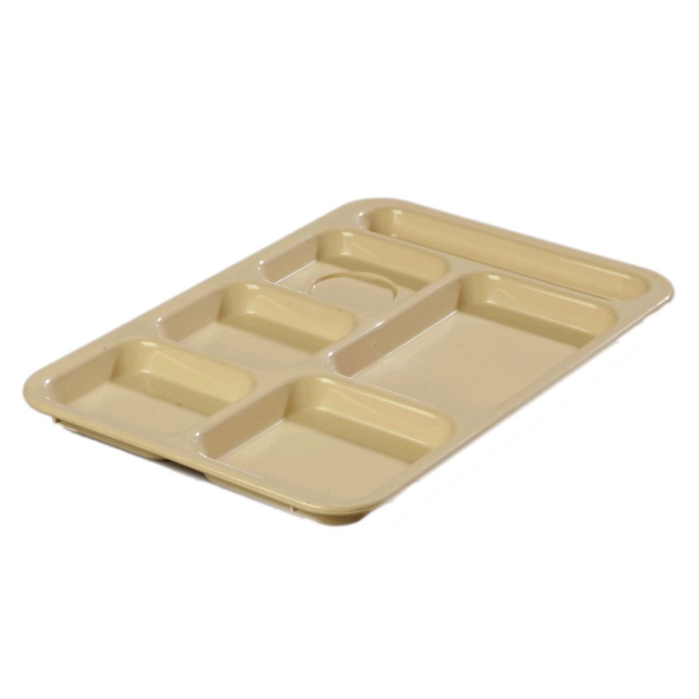 Carlisle&reg; Right-Handed 6-Compartment Tan Tray