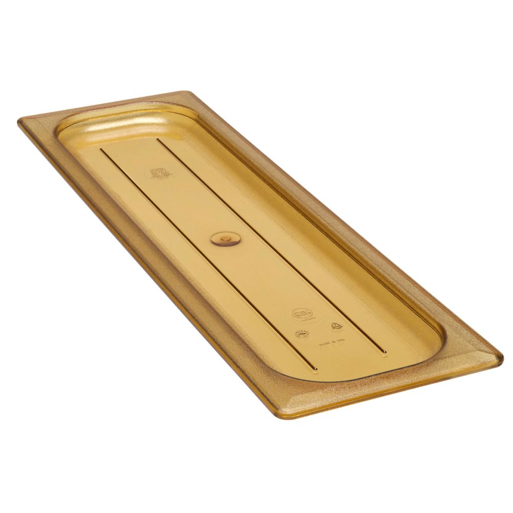 Cambro Amber Long Half Size Flat H-Pan&trade; Cover w/o Handle