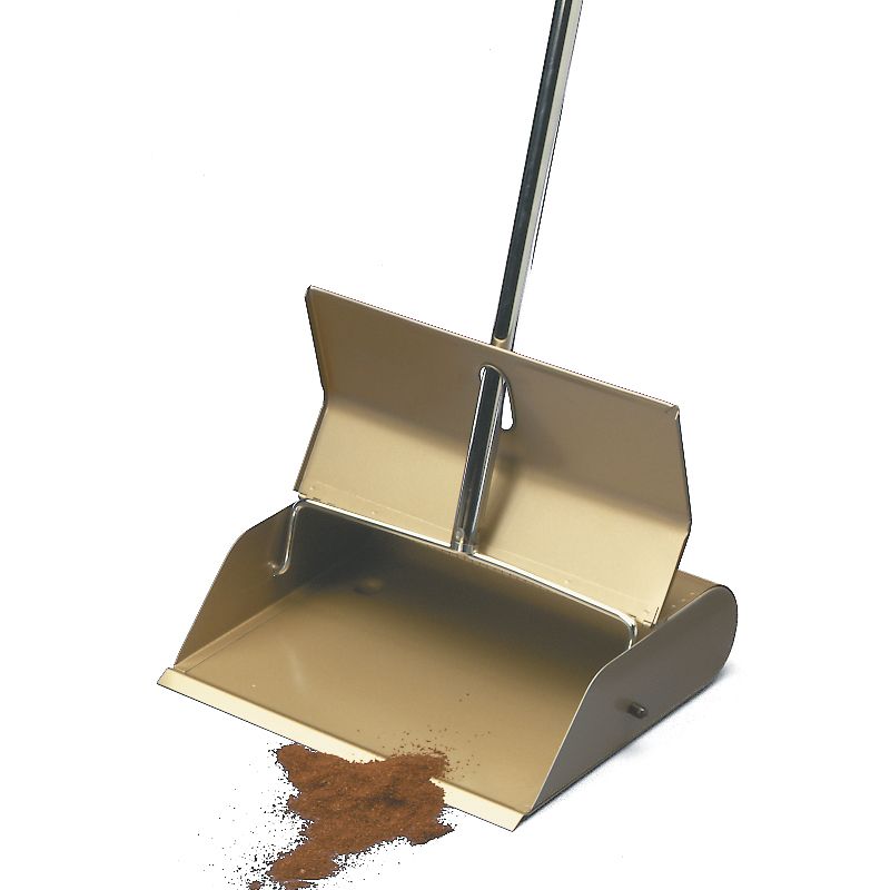 Steel Lobby Dustpan w/ Steel Handle, 12" Wide