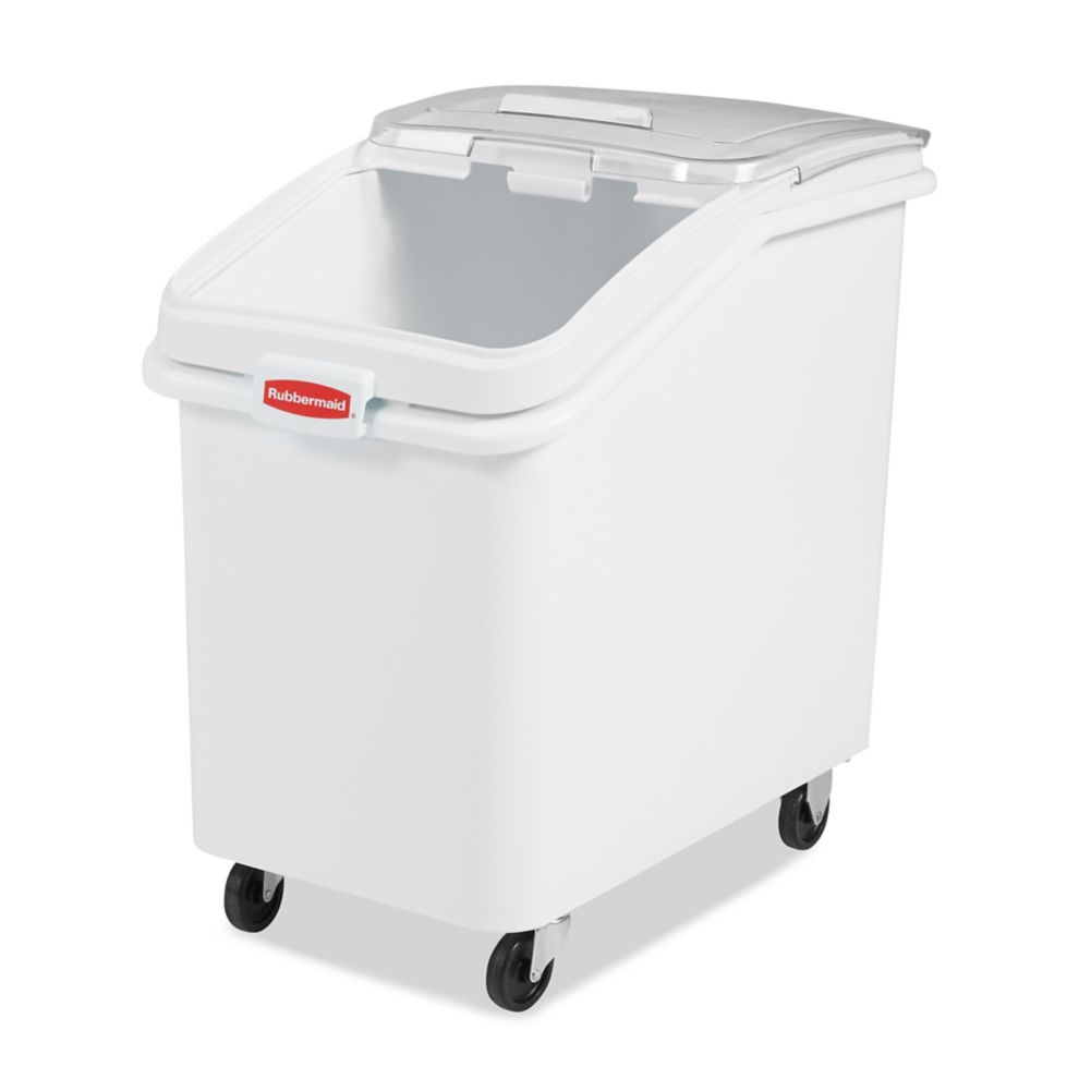Rubbermaid White Slant Front 4 cu ft Mobile Ingredient Bin w/ Scoop