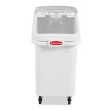 Rubbermaid White Slant Front 3.5 cu ft Mobile Ingredient Bin w/ Scoop