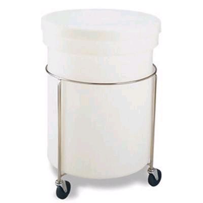 White 26 gal Round Tub Assembly w/ Lid & Casters