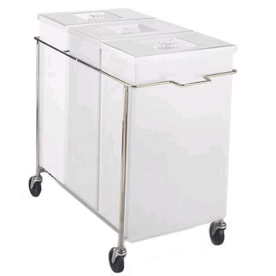 Complete 3-Compartment White Bin Assembly w/ Clear Cover