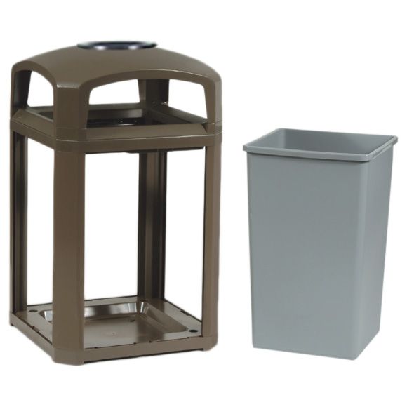 Rubbermaid Landmark Sable 35 Gal Dome Top Trash Can w/ Ashtray