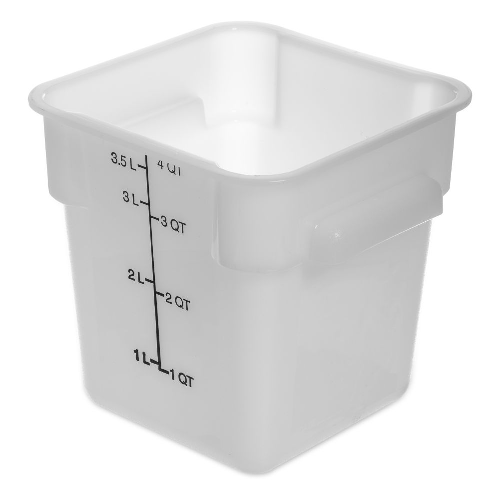 Carlisle Storplus&trade; White 4 Qt Square Food Storage Container