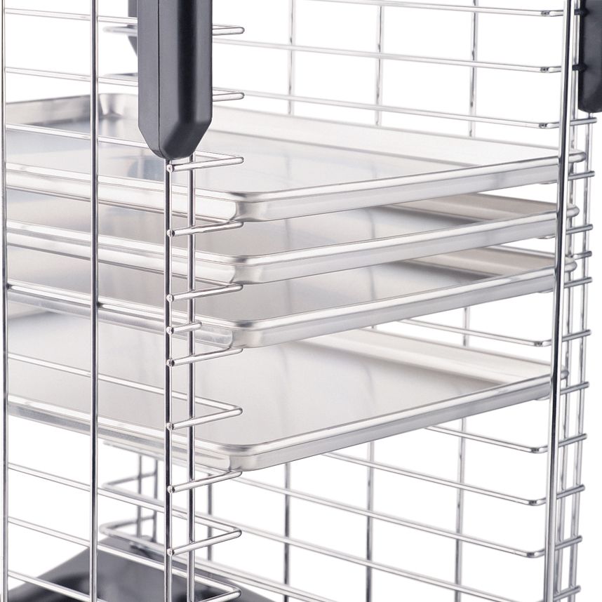 Rubbermaid PROSERVE&reg; Black Standard Base 26-Slot Sheet Pan Rack
