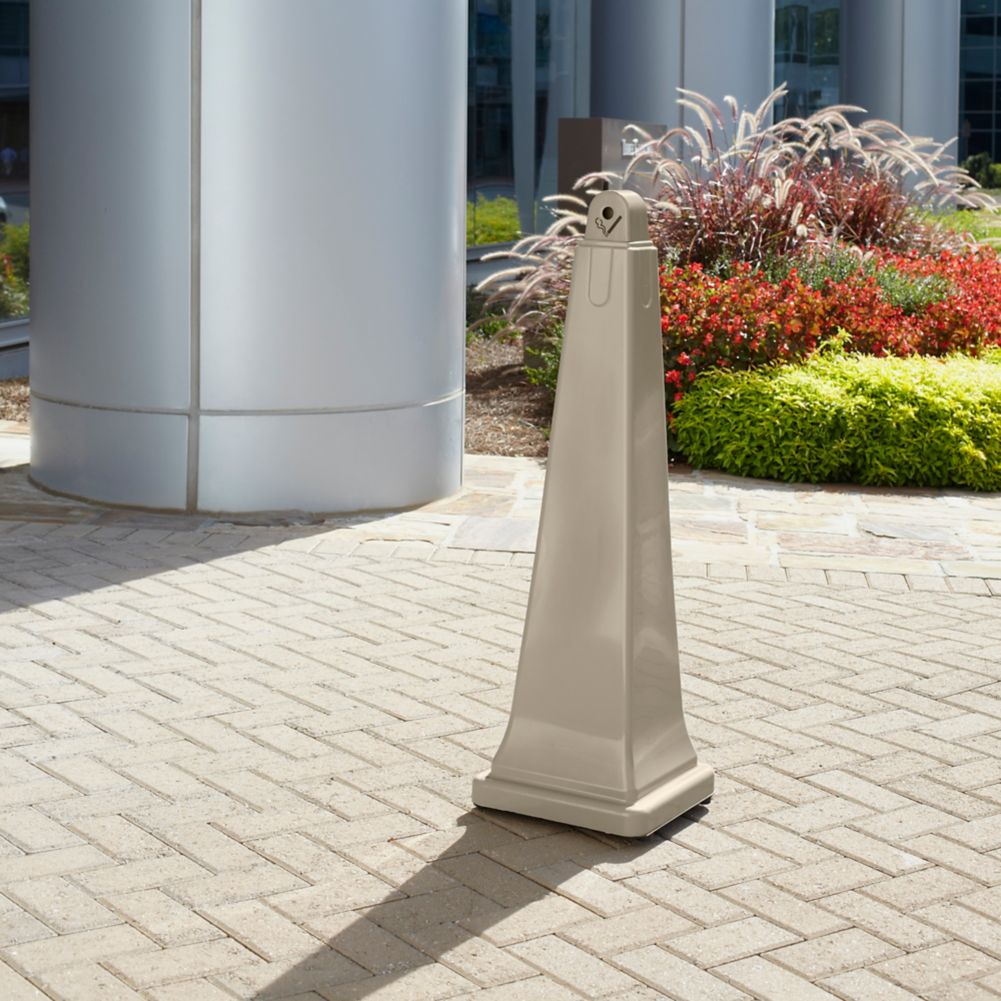 Rubbermaid GroundsKeeper&reg; Beige 39" Smoking Receptacle