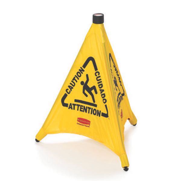 Rubbermaid Yellow Multilingual 20" Caution Pop-Up Safety Cone