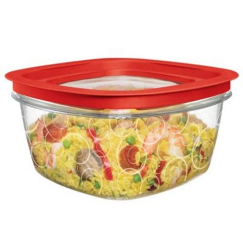 Rubbermaid® FG7H79TRCHILI Premier Clear 14 c. Container w/ Red Lid
