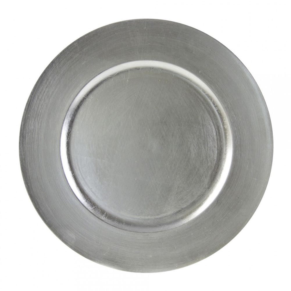 Ten Strawberry Street Plain Silver Lacquer Acrylic Charger
