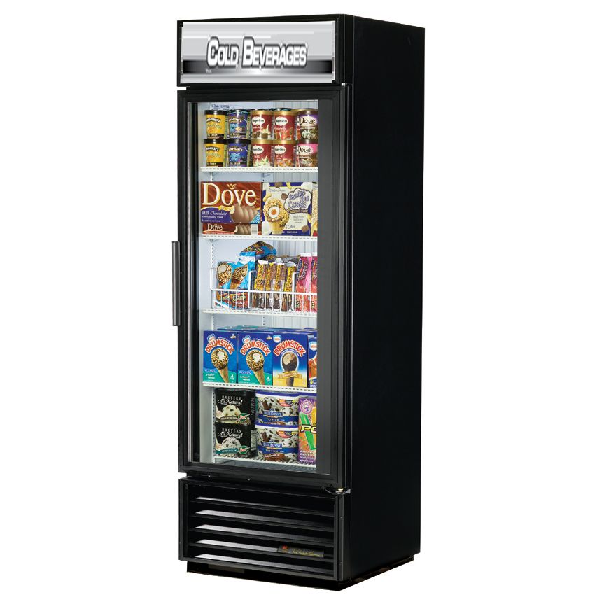 True&reg; Single Glass Door Refrigerated Merchandiser w/ Beverage Sign