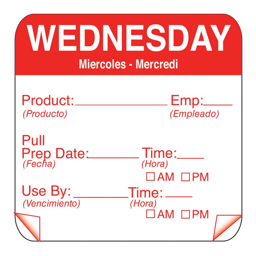 DayMark ToughMark&trade; 2" Wednesday Use By Day Square