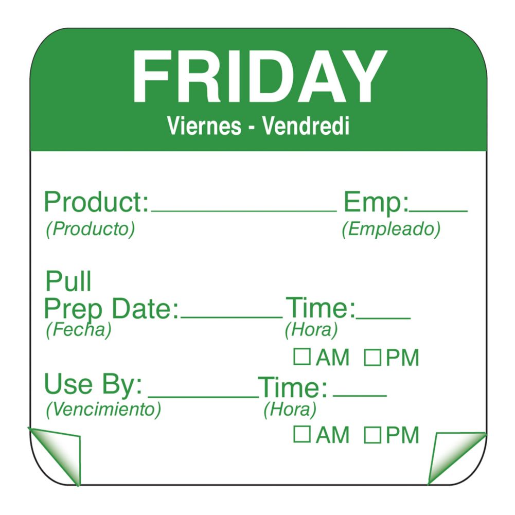DayMark ToughMark&trade; 2" Friday Use By Day Square
