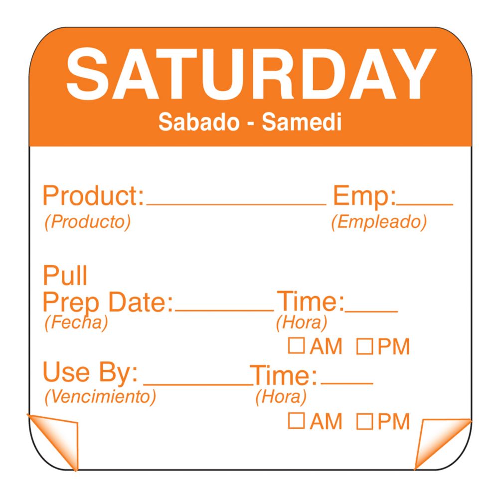 DayMark ToughMark&trade; 2" Saturday Use By Day Square