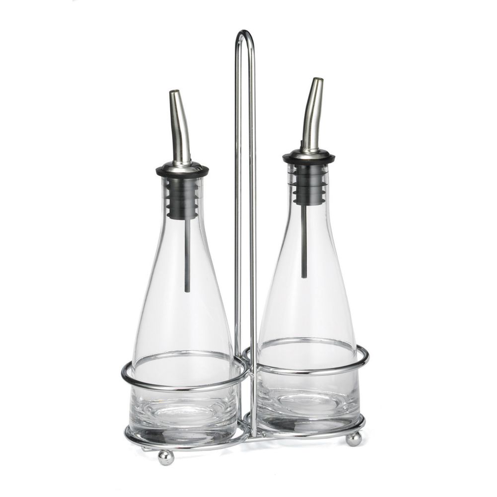 Tablecraft 6 Oz Oil & Vinegar Cruet Set w/Rack