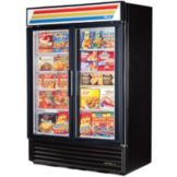 True&reg; Blk 2 Glass Swing Door Freezer Merchandiser w/ True Stripes