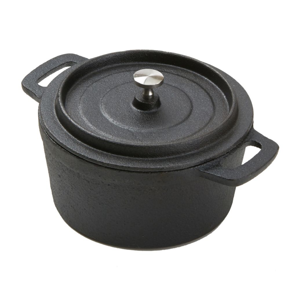 American Metalcraft Mini Round 26.5 Oz. Cast Iron Casserole Pan w/ Lid