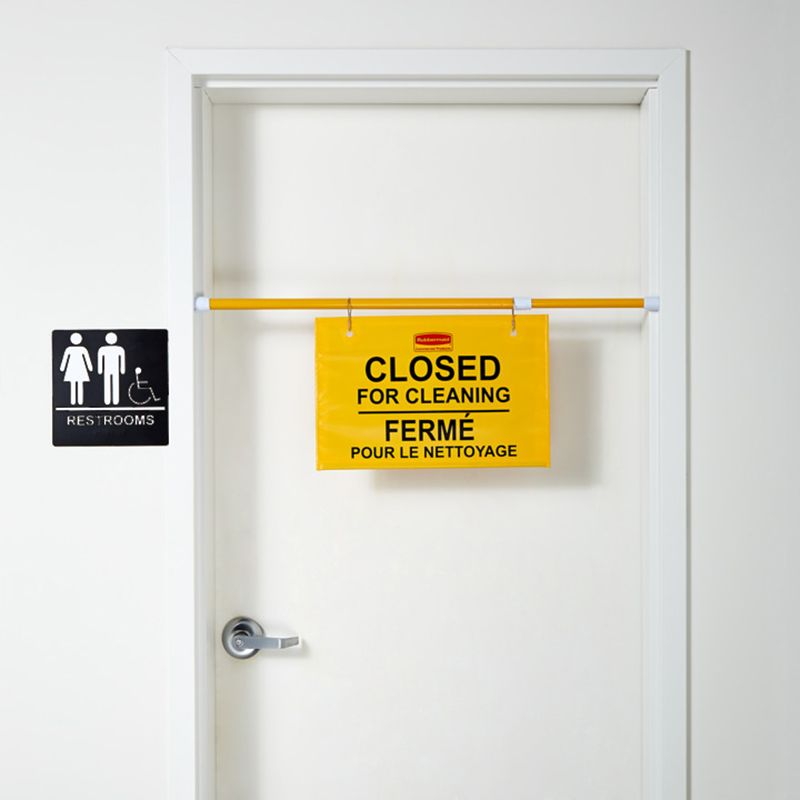 Rubbermaid Yellow Multilingual Closed for Cleaning Hanging Safety Sign