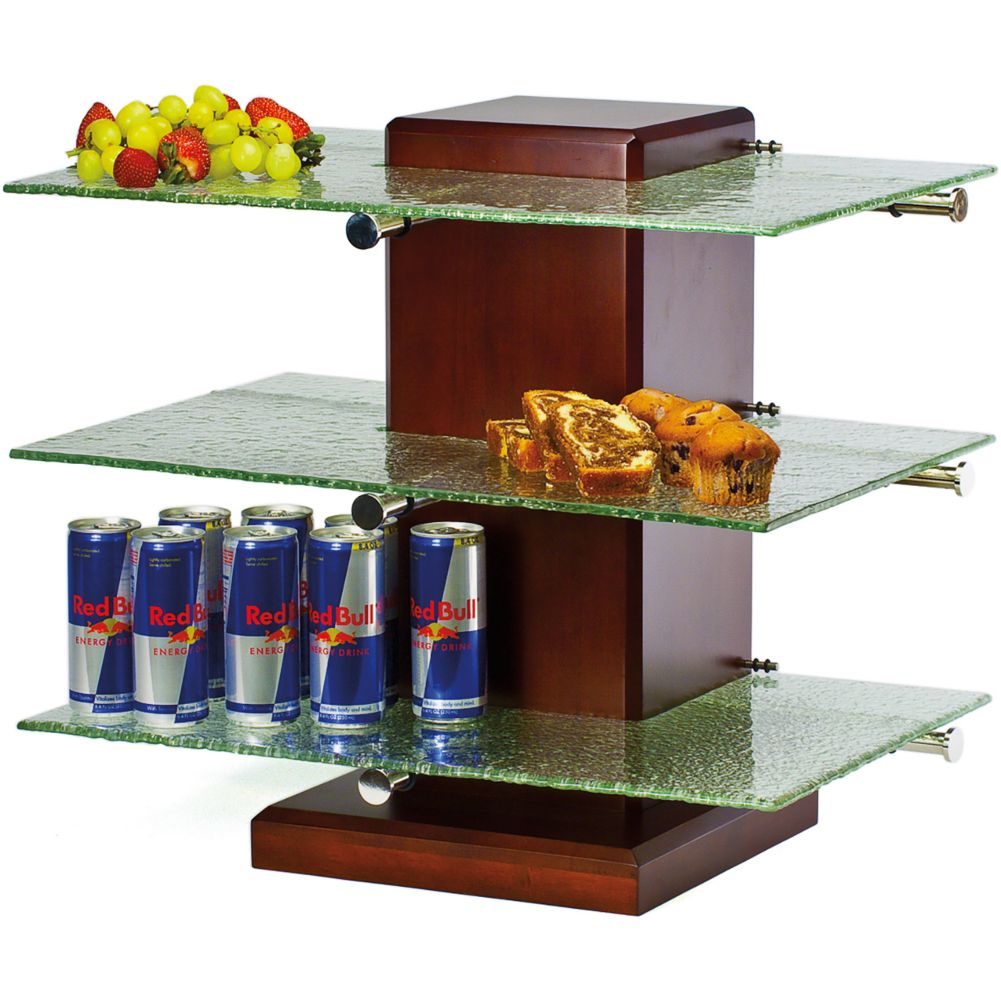 Buffet Euro Pillar Post Stand w/ Green Glass Shelves