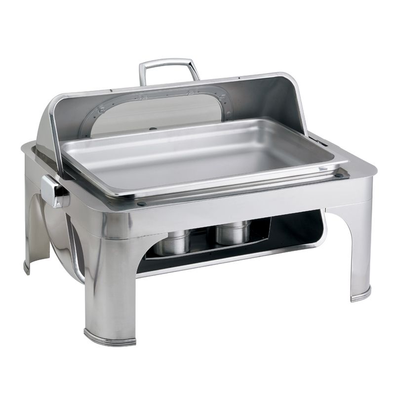 Browne Foodservice Harmony Nautilus Rectangular Chafer w/ Roll Top Lid