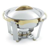 Vollrath Panacea&trade; S/S Large 6 Qt. Round Chafer w/ Gold Trim
