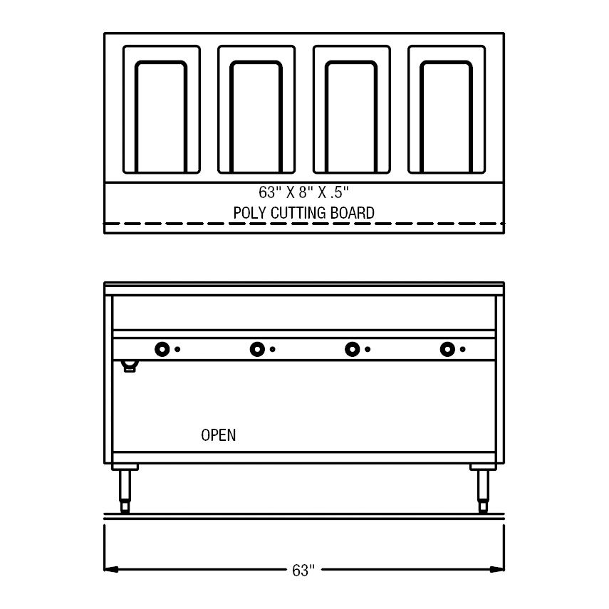 Randell&reg; 63" 120V Electric Open Well Hot Food Table