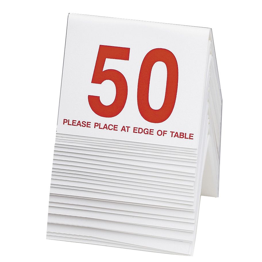 Cal-Mil #26 - 50 White Number Tent With Red Numbers